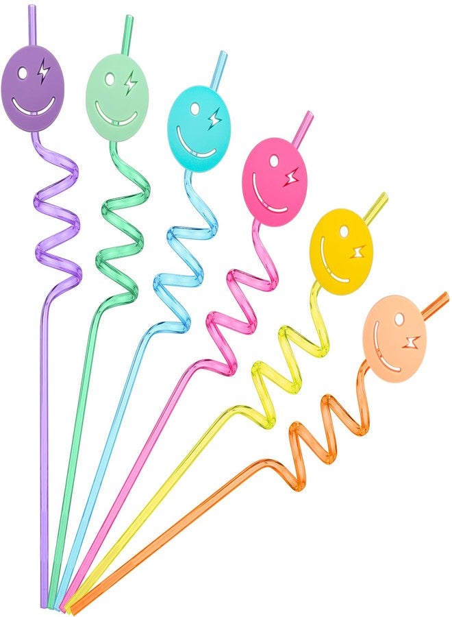 Newtay 24 Pack Pastel Smile Reusable Straw Set One Happy Dude Birthday Smile Face Party Decorations Pastel Party Favor Preppy, Bachelorette, Baby Shower Supplies - Image 1