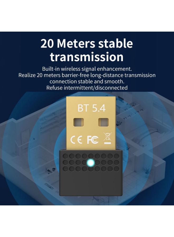 BURAQ USB Bluetooth 5.4 Adapter Transmitter Receiver Bluetooth Audio PC Adapter  - Image 3