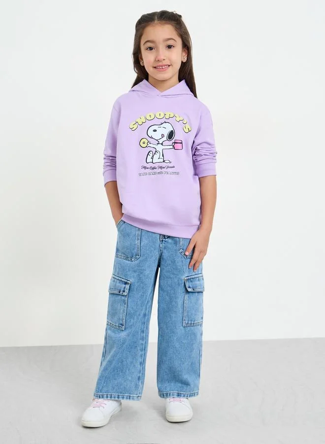 Styli Girls Lilac Snoopy Print Hoodie