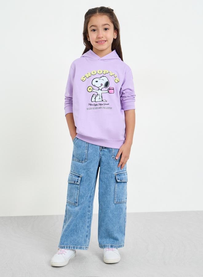 Styli Girls Lilac Snoopy Print Hoodie - Image 2