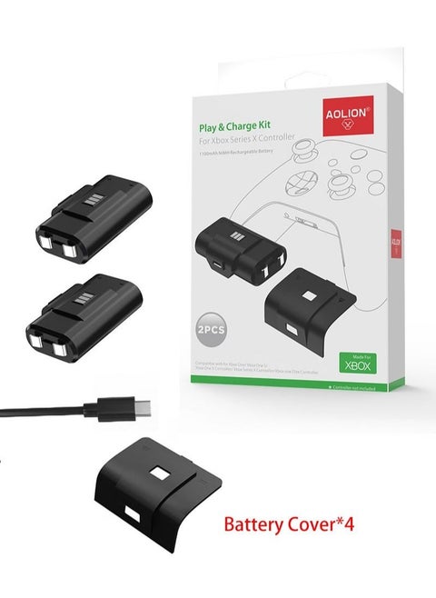 Battery Pack Compatible with Xbox One/Xbox One S/Xbox One/Xbox One Elite/Xbox Series S/X Gamepads, 2 Rechargeable Battery Packs with Charging Cable and 4 Battery Covers