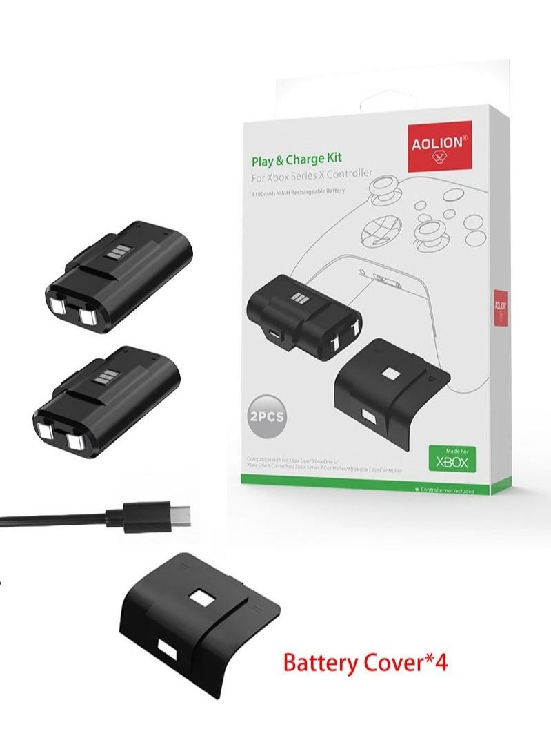 أوليون حزمة بطارية متوافقة مع أجهزة Xbox One / Xbox One S / Xbox One / Xbox One Elite / Xbox Series S / X ، 2 حزمة بطارية قابلة لإعادة الشحن مع كابل شحن و 4 أغطية للبطارية  - Image 1