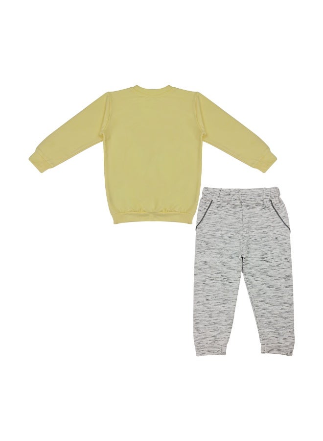 طقم كاليفورنيا للأولاد من القطن مكون من قطعتين، سويت شيرت بطبعة جرافيكية "Passion" وبنطال رياضي رمادي، ملابس رياضية كاجوال بأكمام طويلة للارتداء اليومي، للأعمار من 1 إلى 6 سنوات - Image 2