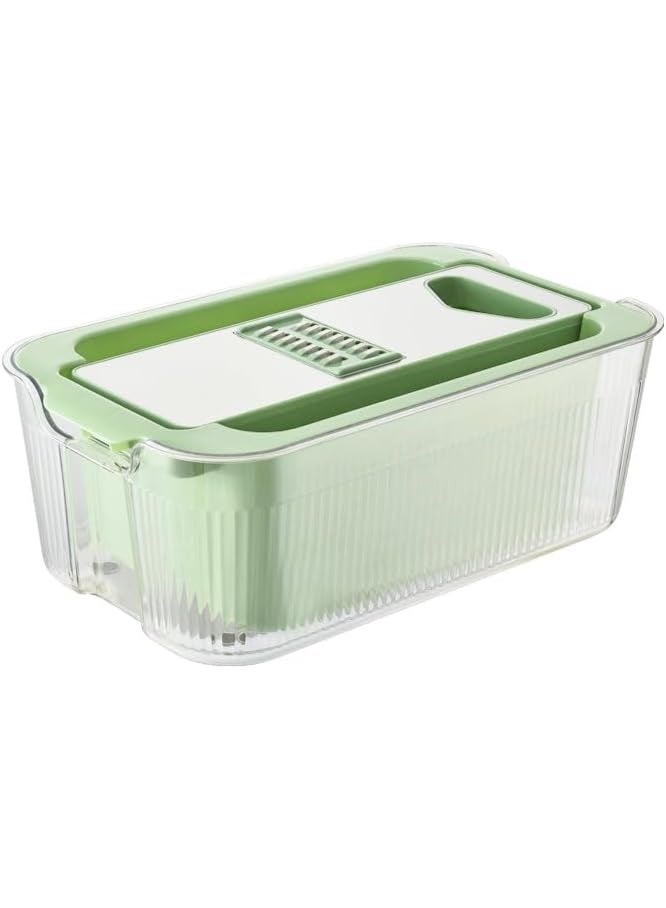 XVersion Vegetable Chopper with Container & Draining Basket – Multifunctional Kitchen Food Slicer, Dicer, Grater & Cutter (Green) - Image 2