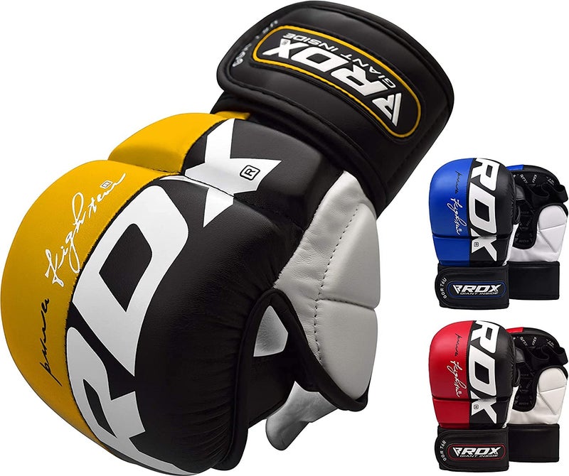 RDX MMA Gloves Grappling Sparring Martial Arts Mitts Men Women Hybrid Open Palm Maya Hide Leather Wrist Support Boxing Glove Training Cage Fighting Combat Sports Muay Thai Punching Bag Kickboxing - Image 2
