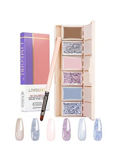 LIMEGIRL Solid Cream Gel Polish Set, 6 Colors Pudding Gel Nail Polish Palette with Nail Brush,