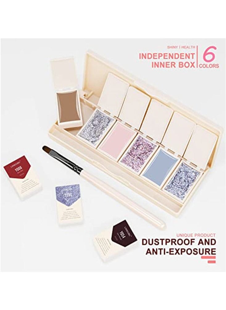 LIMEGIRL - LIMEGIRL Solid Cream Gel Polish Set, 6 Colors Pudding Gel Nail Polish Palette with Nail Brush, - Image 1