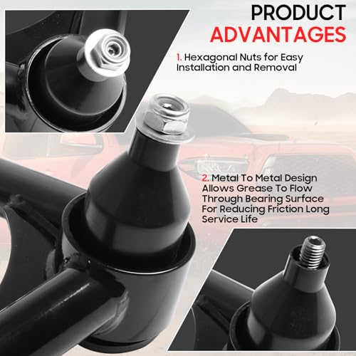 Autoptzxd 2-4" Upper Control Arms for 1999-2006 Chevy Silverado 1500/GMC Sierra 1500, Suspension Front Tubular Control Arm for 2000-2006 Suburban Yukon XL 1500 with Ball Joint, 2Pcs - Image 5