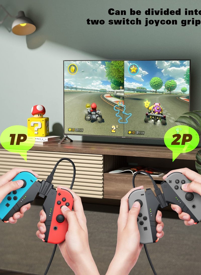 Y&D مقبض شاحن جويكون 4 في 1 لجهاز نينتندو سويتش / OLED، تخزين مريح للشحن، حامل وحدة التحكم Joypad للطرف الثالث - Image 4