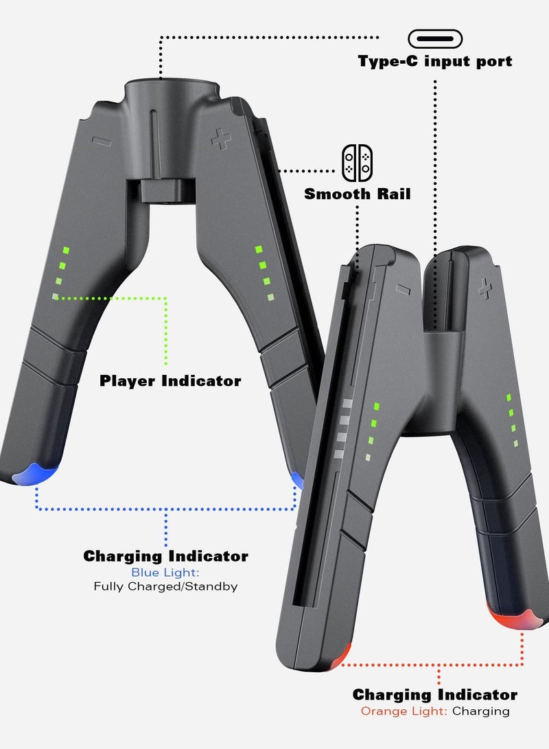 Y&D مقبض شاحن جويكون 4 في 1 لجهاز نينتندو سويتش / OLED، تخزين مريح للشحن، حامل وحدة التحكم Joypad للطرف الثالث - Image 5