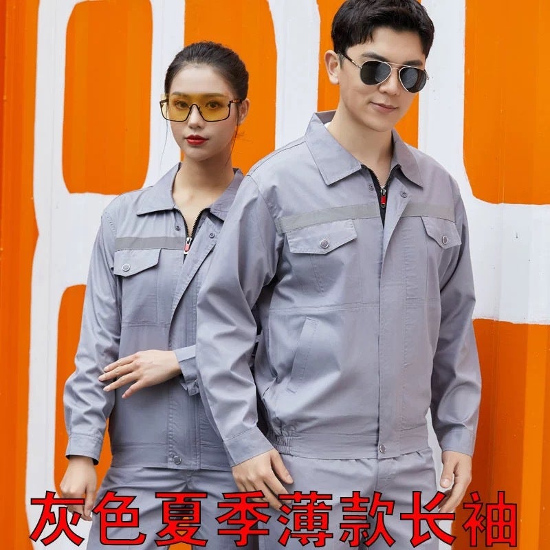 Summer Thin Polyester Cotton Overalls Suit Long Sleeve Reflective Strip Labor Protection Clothing Construction Site Workshop Factory Clothing Can Be - Image 4