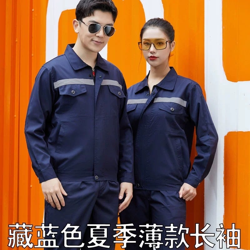 Summer Thin Polyester Cotton Overalls Suit Long Sleeve Reflective Strip Labor Protection Clothing Construction Site Workshop Factory Clothing Can Be - Image 5