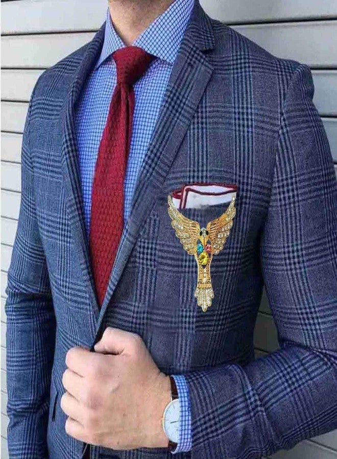 Sullery Mens Suit Eagle Lapel Pin Multicolor Brass Crystal Brooch For Men And Women - Image 2