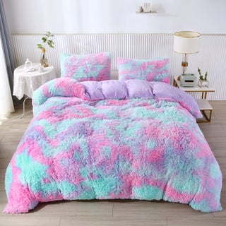 RYNGHIPY Purple Tie Dye Rainbow Duvet Cover Set Fluffy Fuzzy Long Hair Faux Fur Crystal Velvet Bedding Set for Teens Girls PurpleQueen - pzsku/Z5DA51BAFA9E19AEA98C4Z/45/1750416511/b0372cf6-ec02-4e74-b3e5-3bd3a87ee2d0
