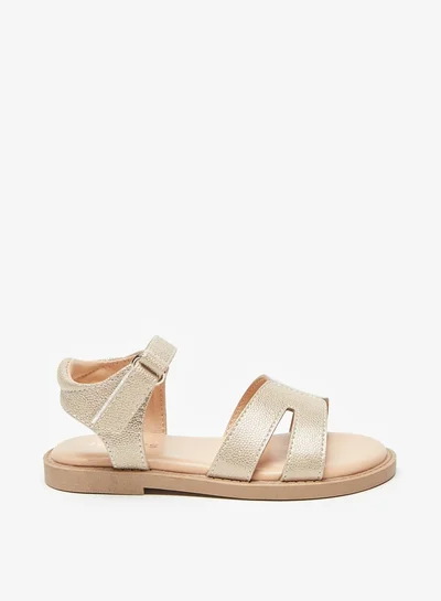 JUNIORS Girls Textured Sandals With Hook And Loop Closure