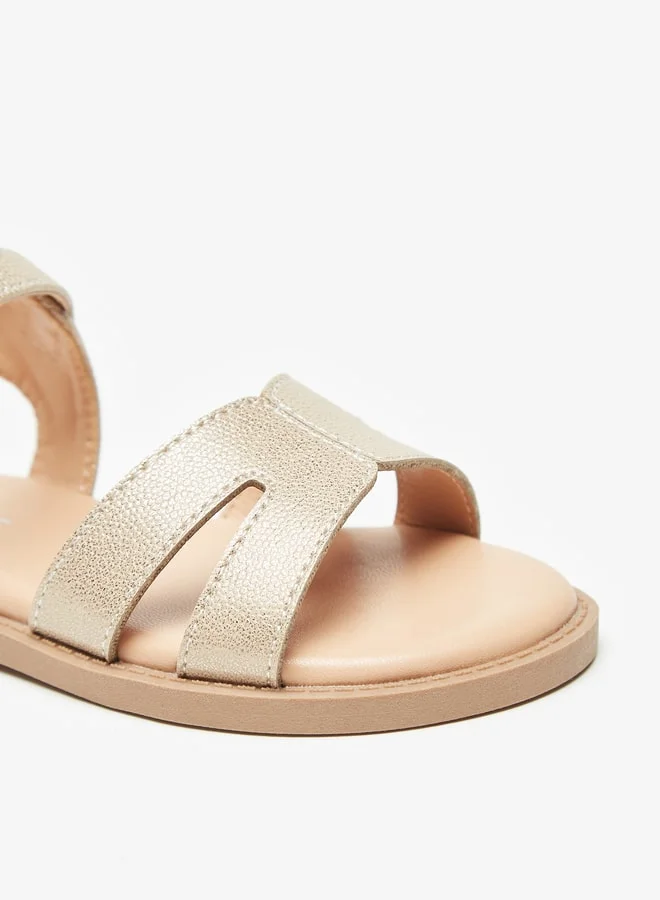 جونيورز Girls Textured Sandals With Hook And Loop Closure