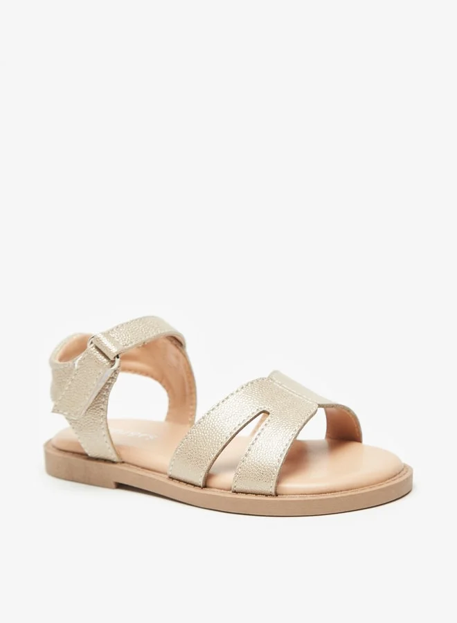 جونيورز Girls Textured Sandals With Hook And Loop Closure