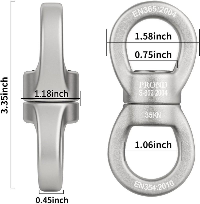 PROND Swing Swivel 35kN Safest Rotational Device, Swing Spinner, Carabiner Swivel, Climbing Rope Swivels for Children’s Web Tree Swing Setting, Aerial Dance, Hanging Hammock - Image 1