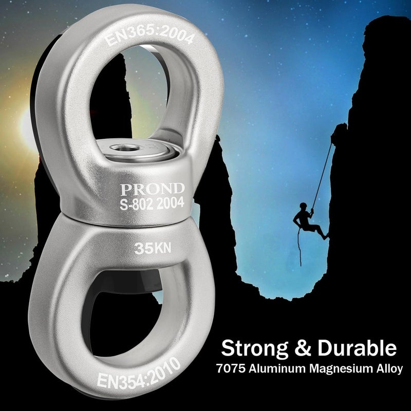 PROND Swing Swivel 35kN Safest Rotational Device, Swing Spinner, Carabiner Swivel, Climbing Rope Swivels for Children’s Web Tree Swing Setting, Aerial Dance, Hanging Hammock - Image 4