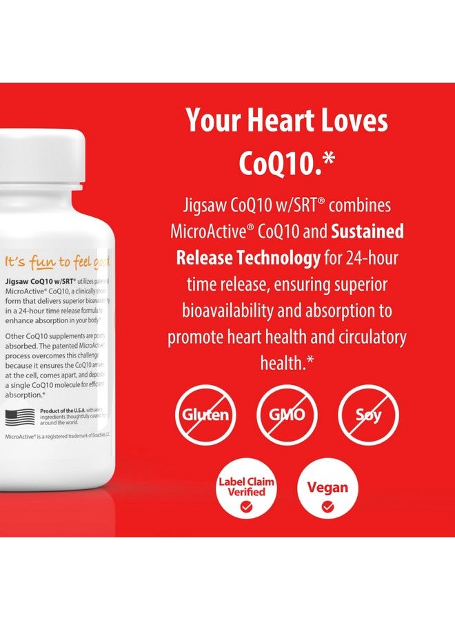 Jigsaw Health CoQ10 w/SRT | Heart Health Support | with Sustained Release Technology | 60 Capsules - Image 3