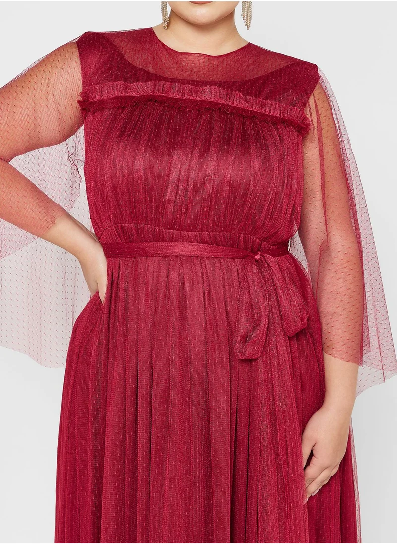Khizana Plus size mesh overlay sleeve styled dress