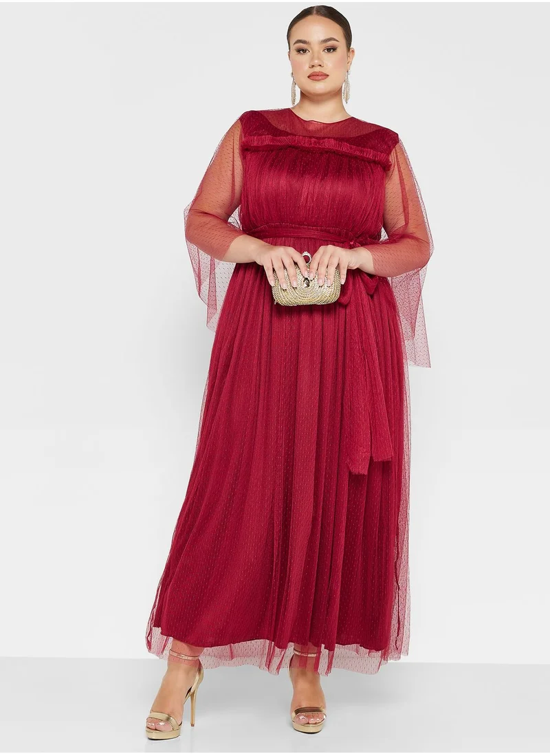 Khizana Plus size mesh overlay sleeve styled dress
