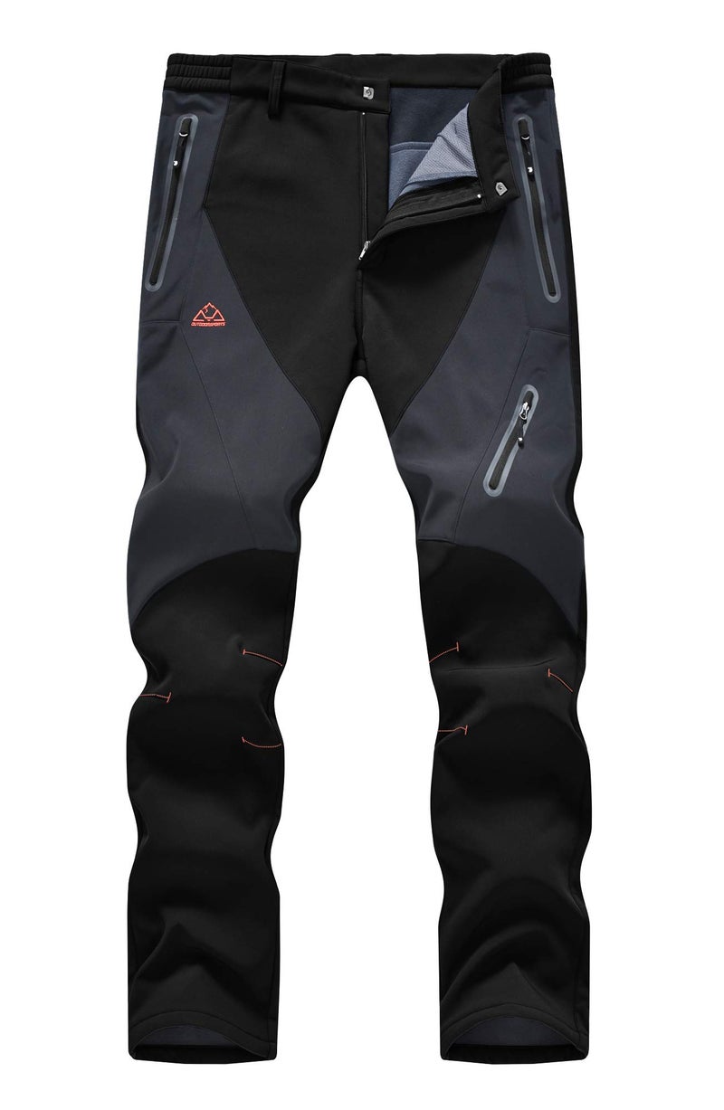 Ysento Men'S Fleece Lined Ski Snow Pants Winter Waterproof Softshell Insulated Hiking Cargo Pants Black Us 36 - Image 1