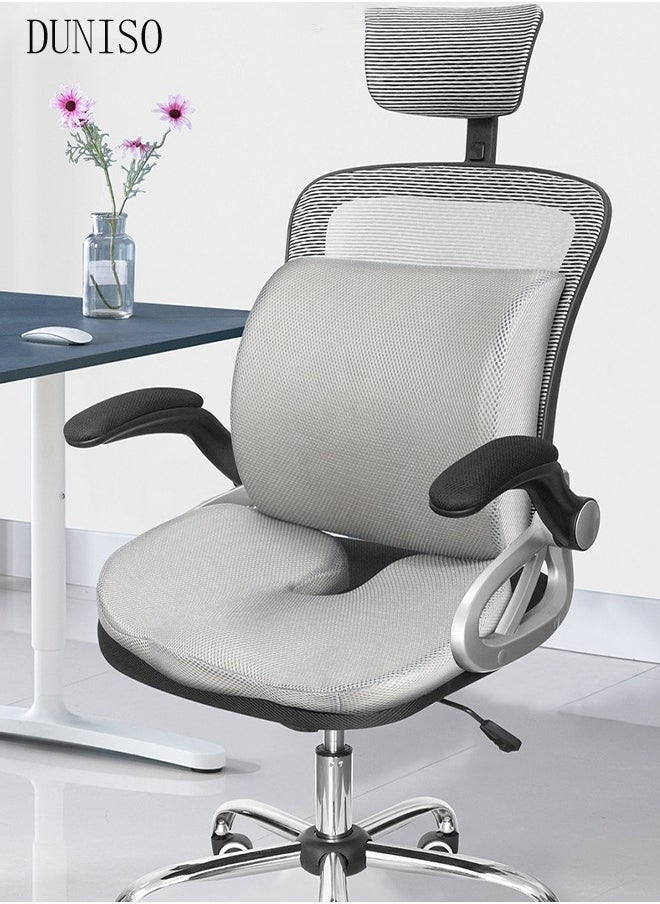 DUNISO Seat Cushion and Lumbar Support Pillow for Office Chair Memory Foam Car Seat Cushions Back Support Pillows Help Relieve Pain of Back Lumbar Tailbone and Sciatic Nerve  - Image 1