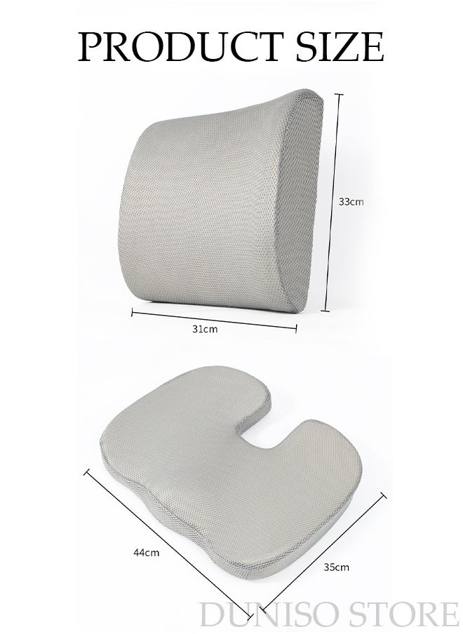 DUNISO Seat Cushion and Lumbar Support Pillow for Office Chair Memory Foam Car Seat Cushions Back Support Pillows Help Relieve Pain of Back Lumbar Tailbone and Sciatic Nerve  - Image 4