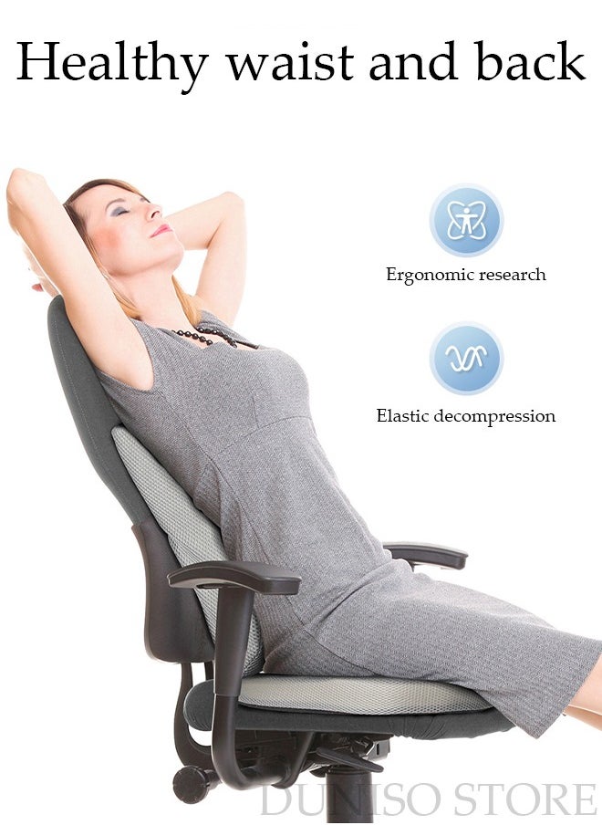 DUNISO Seat Cushion and Lumbar Support Pillow for Office Chair Memory Foam Car Seat Cushions Back Support Pillows Help Relieve Pain of Back Lumbar Tailbone and Sciatic Nerve  - Image 3