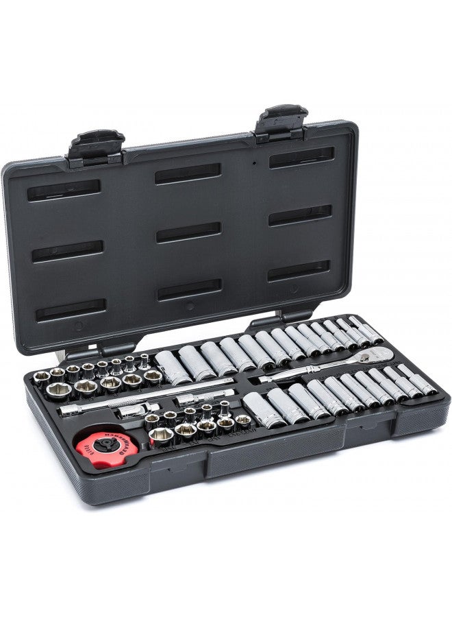 GEARWRENCH 1/4" Drive Standard & Deep SAE/Metric Mechanics Tool Set 51 Pc., 6 Point - 80300 - Image 1