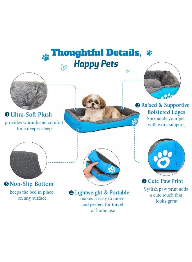 NNC PETS Pet cushion for Small dogs and Cats, Soft Plush pet bed with raised sides and Warm, 61 cm sleeping mat with Non-slip, Comfortable, Head & Neck Support, and Breathable (Red) - Image 5