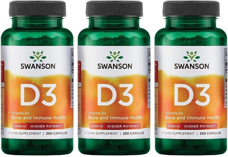 SWANSON Vitamin D3 2000 IU Capsules for Adults - 3 Pack - Image 1