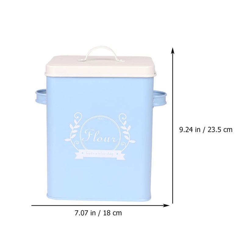 Galvanized Iron Rice Storage Container Blue Kitchen Pantry Organizer Box - Image 3