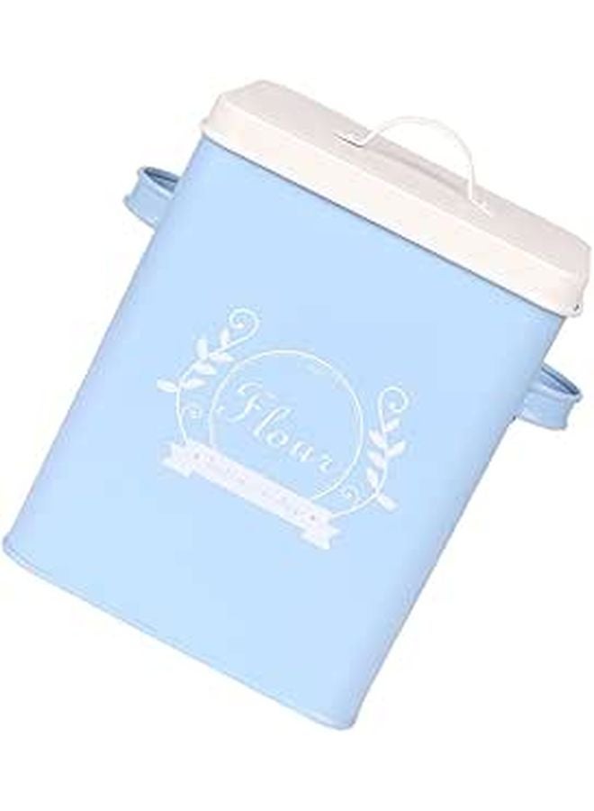 Galvanized Iron Rice Storage Container Blue Kitchen Pantry Organizer Box - Image 1