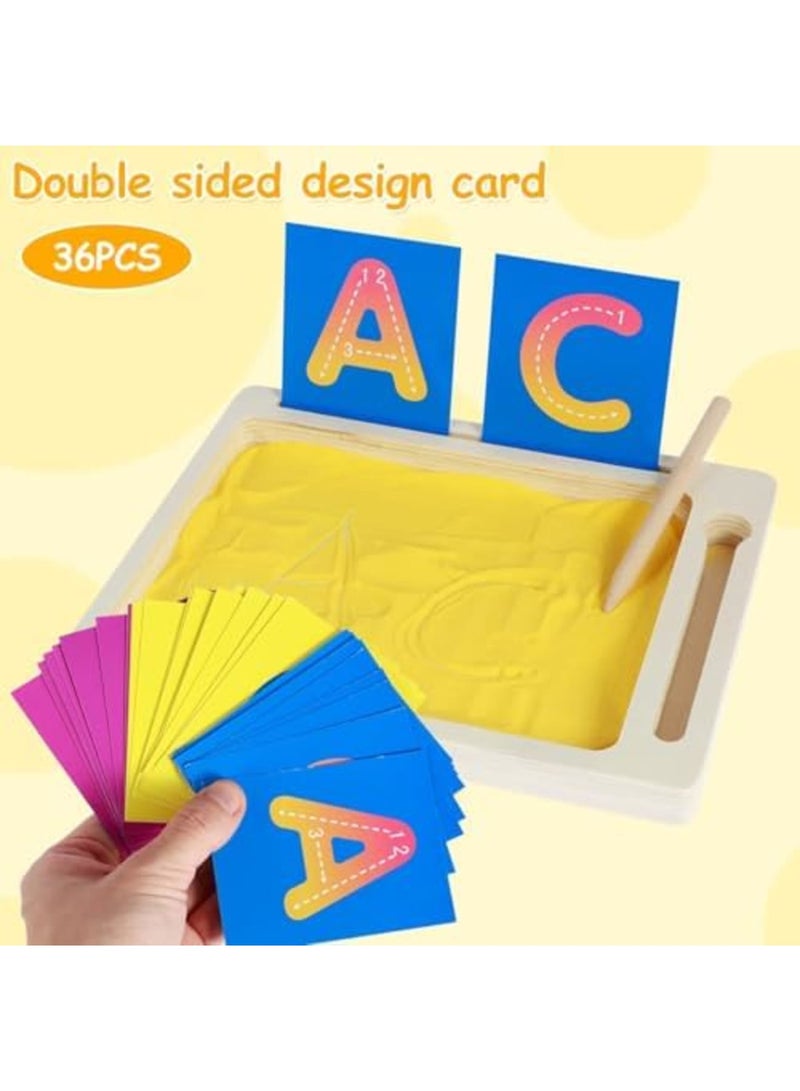 SYOSI Wooden Montessori Sand Writing Tablet – Educational Writing and Drawing Board Toy for 3-6 Year Old Boys & Girls, Sand Table Learning Toy for Toddlers, Perfect for Christmas & Birthday Gifts - Image 3