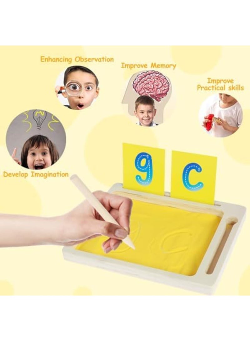 SYOSI Wooden Montessori Sand Writing Tablet – Educational Writing and Drawing Board Toy for 3-6 Year Old Boys & Girls, Sand Table Learning Toy for Toddlers, Perfect for Christmas & Birthday Gifts - Image 4