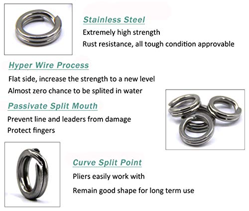 JSHANMEI 100pcs Fishing Split Rings Stainless Steel Lure Rings Hyper Wire Split Rings for Lures Heavy Duty Flattened Saltwater Terminal Tackles Fishing Lure Solid Rings Connector Snap Rings 5.0mm - Image 3