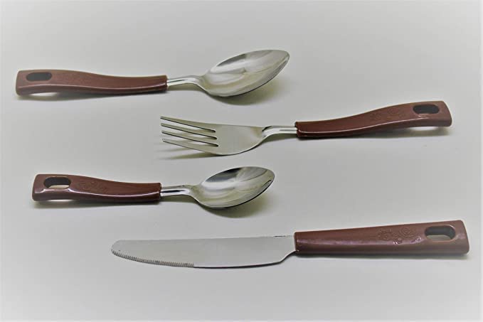 Dweezhet Cutlery Set Stainless Steel 24 Pieces Brown Cutlery Super Set with Stand Holder for Spoon and Fork 6 Tea Spoon 6 Dessert Spoon 6 Dessert Fork 6 Butter Knife 1 Stand Brown Pack of 1 - Image 5
