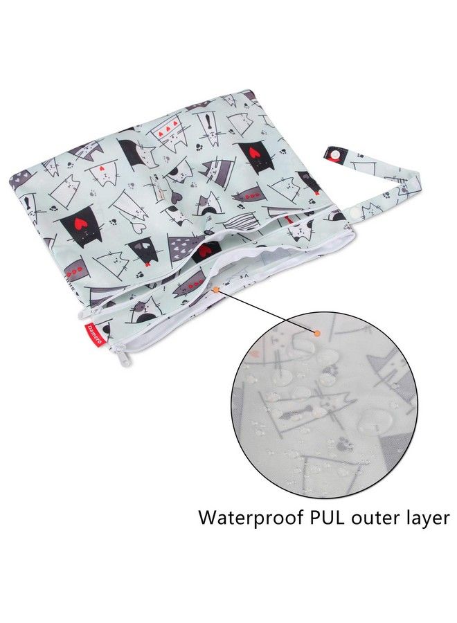 Damero Cloth Diaper Wet Dry Bag With Handle For Swimsuit Pumping Parts Wet Clothes And More Ideal For Travel Exercise Daycare Swimming Reusable And Water Resistant (Smallcats)  - Image 3