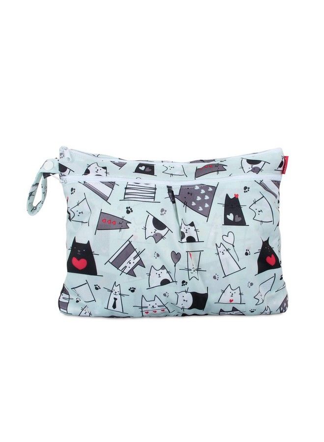Damero Cloth Diaper Wet Dry Bag With Handle For Swimsuit Pumping Parts Wet Clothes And More Ideal For Travel Exercise Daycare Swimming Reusable And Water Resistant (Smallcats)  - Image 2
