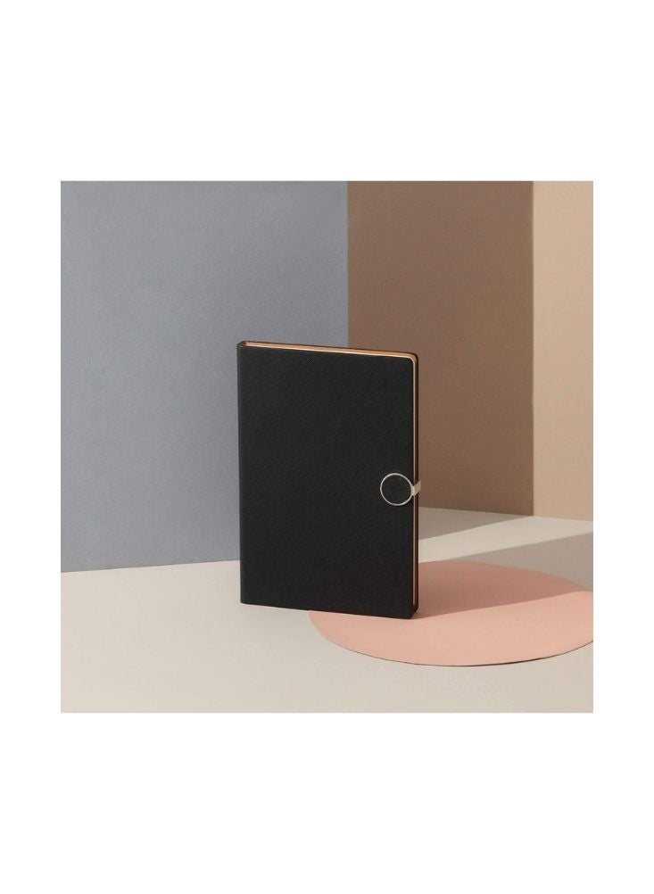 بريميم دفتر ملاحظات أنيق أسود مُغلّف بحلقة | دفتر ملاحظات فاخر للمكاتب للمحترفين - Image 2