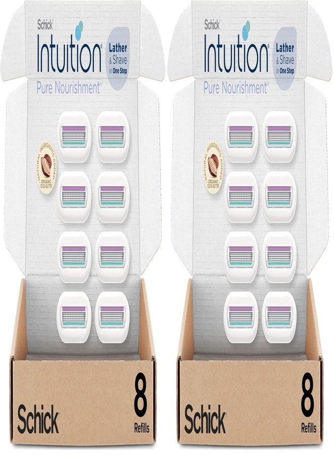 Intuition Schick Intuition Refill,Pure Nourishment Razors for Women | Intuition Razor Blades Refill with Organic Cocoa Butter,Razor Refills,8 Count (Pack of 2 - Image 1