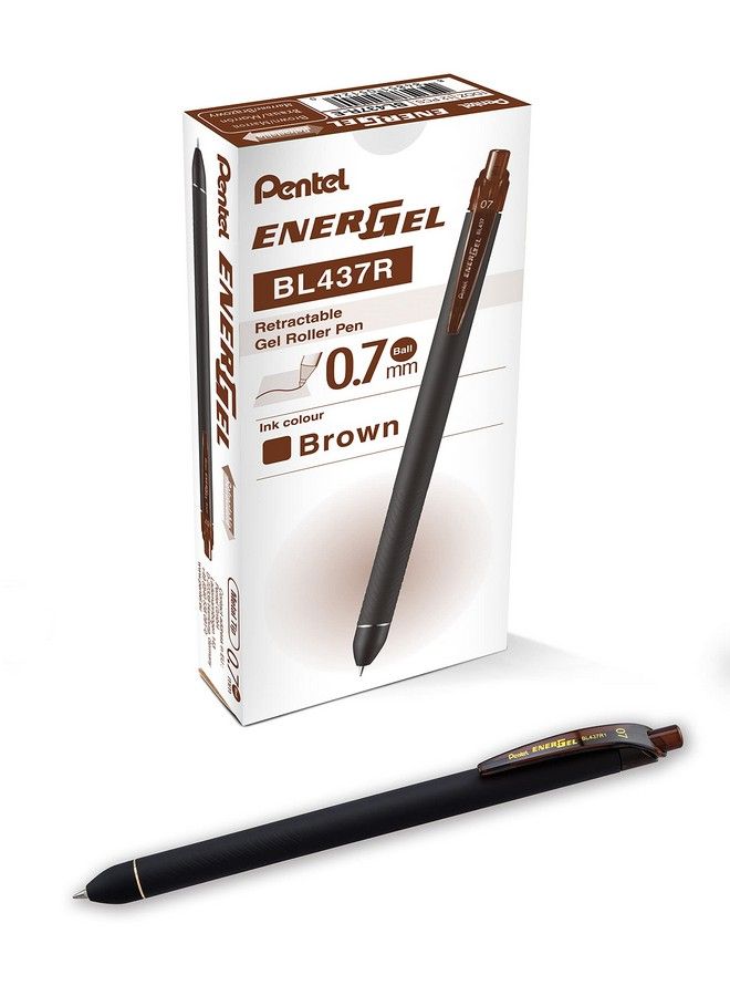 Pentel قلم جل سائل من Energel Kuro (0.7 مم) بحبر بني متوسط الخط، عبوة من 12 قطعة (Bl437R1E) - Image 2