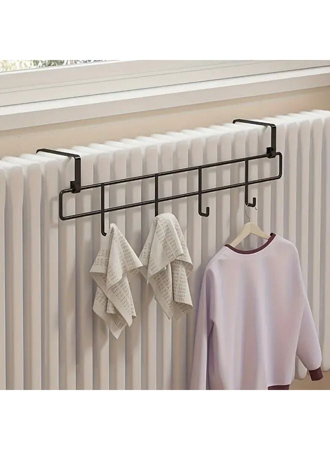 Black Wall Mounted Metal Drying Rack With Hooks For Clothes And Shoes - Image 3