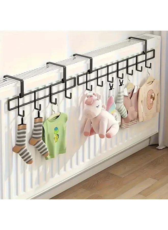 Black Wall Mounted Metal Drying Rack With Hooks For Clothes And Shoes - Image 5