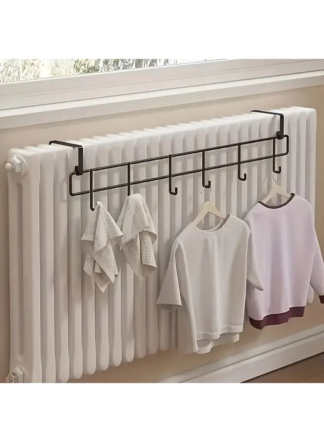 Black Wall Mounted Metal Drying Rack With Hooks For Clothes And Shoes - Image 4
