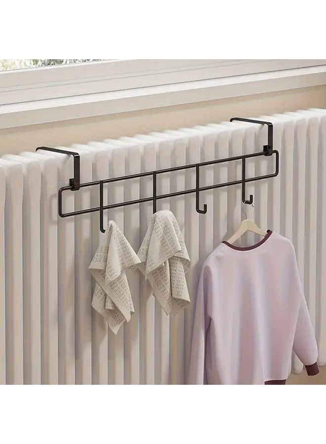 Black Wall Mounted Metal Drying Rack With Hooks For Clothes And Shoes - Image 1