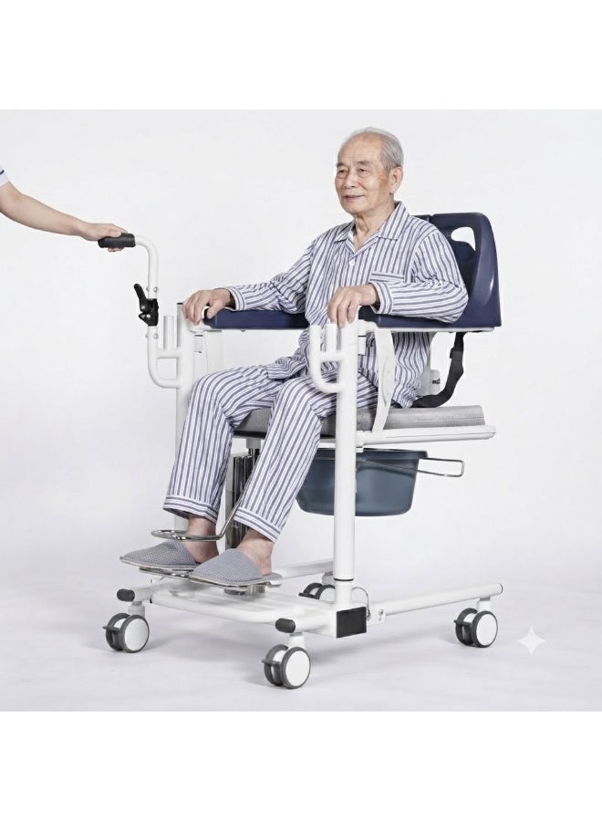 Enjoycare EK911 Manual Patient Transfer Commode Chair | Hydraulic Lift | Foldable Armrest | ABS + Steel Structure | 150kg Capacity - Image 1