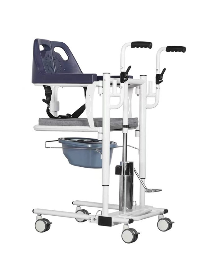 Enjoycare EK911 Manual Patient Transfer Commode Chair | Hydraulic Lift | Foldable Armrest | ABS + Steel Structure | 150kg Capacity - Image 5